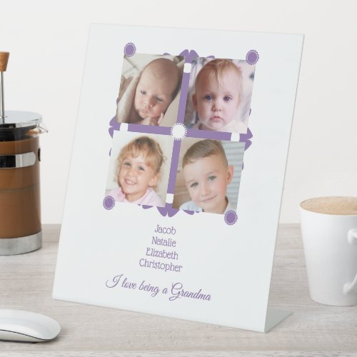 Purple and white love being a Grandma photos Pedestal Sign