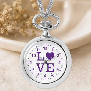 Purple and white Love Necklace Watch