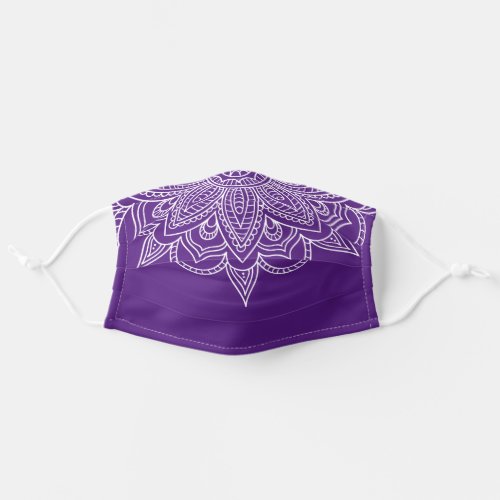 Purple and White Mandala Bandana Style Covid 19 Adult Cloth Face Mask