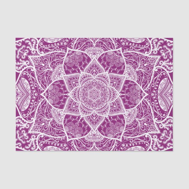Purple and White Mandala - Loergann in Dahlia Tissue Paper (Front)