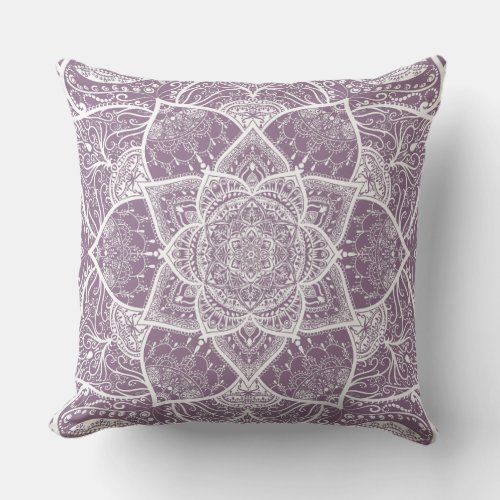 Purple and White Mandala _ Loergann in Wisteria Throw Pillow
