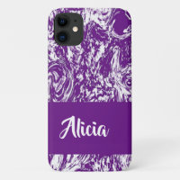 Purple and white marble print iPhone 11 case
