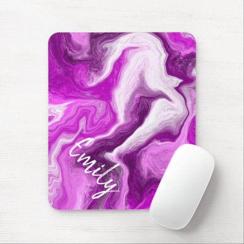 Purple and White Marble Swirls Personalized  Mouse Pad