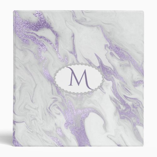 Purple and White Marbled Monogrammed Binder