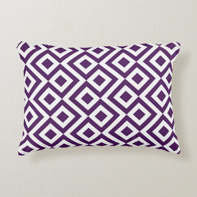 Purple and White Meander Decorative Pillow (Front)