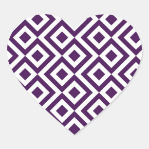 Purple and White Meander Heart Sticker