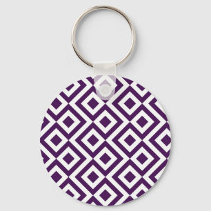 Purple and White Meander Keychain