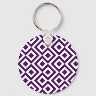 Purple and White Meander Keychain