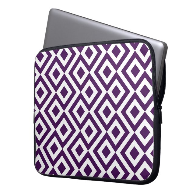 Purple and White Meander Laptop Sleeve (Front Left)
