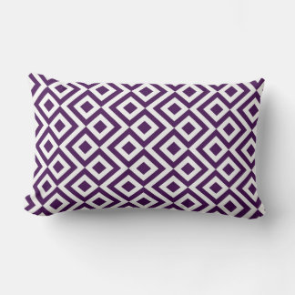 Purple and White Meander Lumbar Pillow