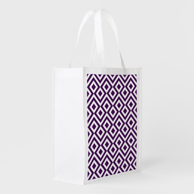 Purple and White Meander Reusable Grocery Bag (Back Side)