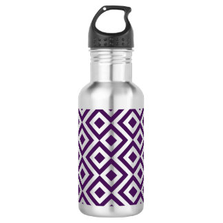 Purple and White Meander Water Bottle