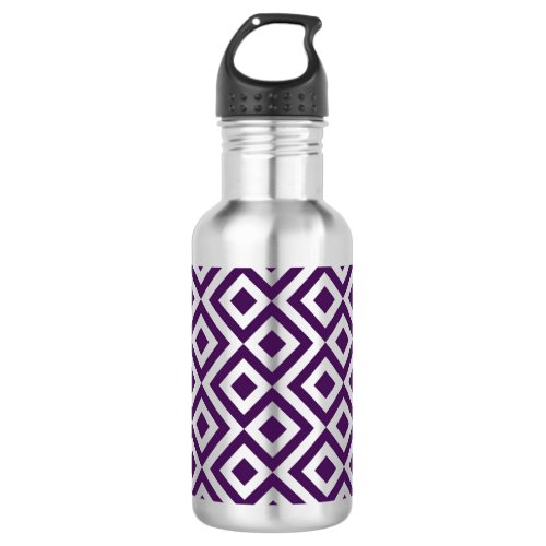 Purple and White Meander Water Bottle