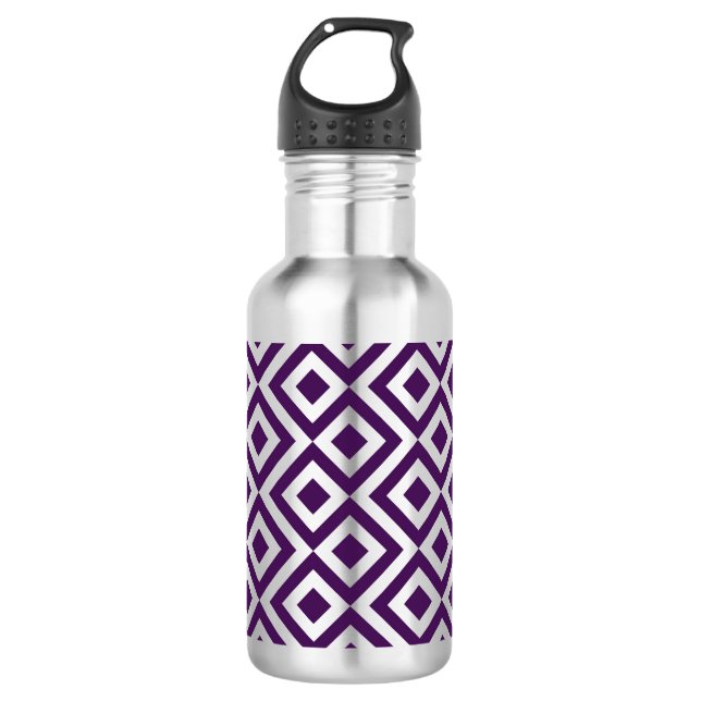 Purple and White Meander Water Bottle (Front)