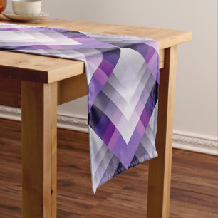 Purple and white medium table runner