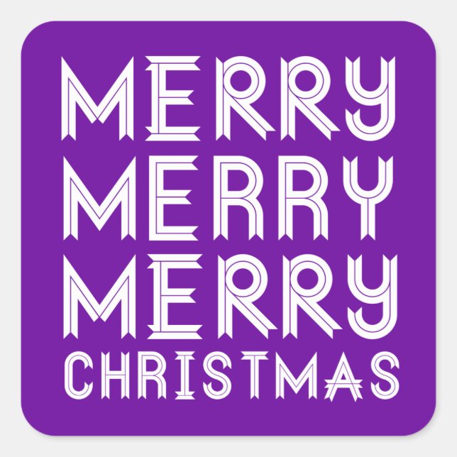 Purple and White Merry Christmas Stickers (Front)