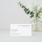 Purple and White Minimalistic Business Card (Standing Front)