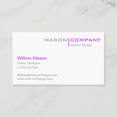 Purple and White Minimalistic Business Card
