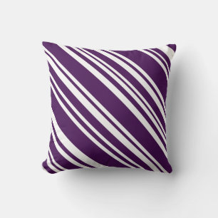 Purple and White Modern Candy Stripe Pillow
