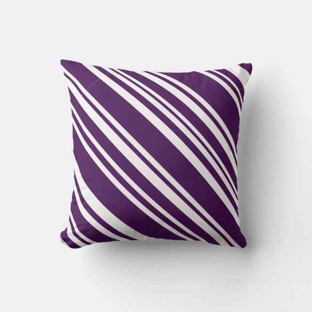Purple and White Modern Candy Stripe Pillow (Front)