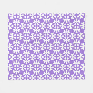 Purple and White Modern Geometric Floral Pattern Fleece Blanket