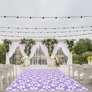 Purple and White Modern Geometric Floral Pattern Outdoor Rug