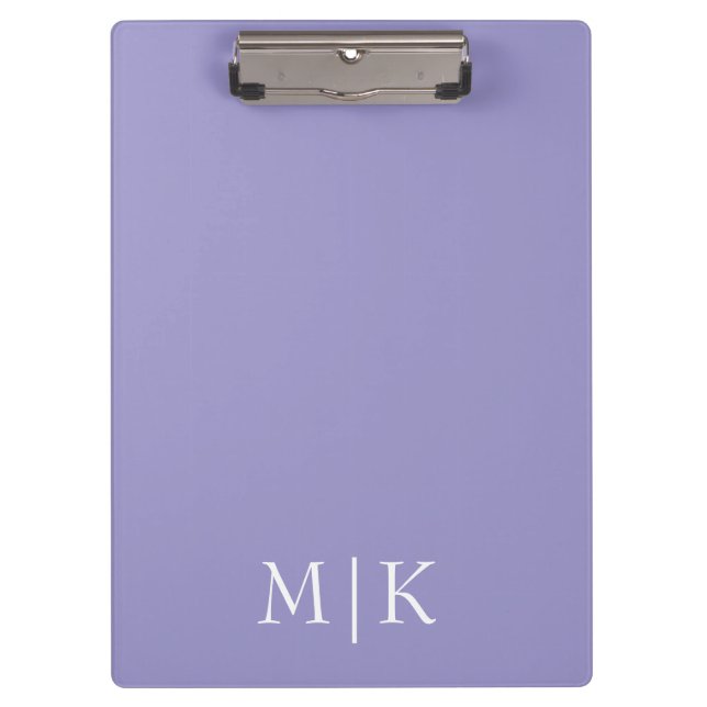 Purple and White | Modern Monogram Clipboard (Front)