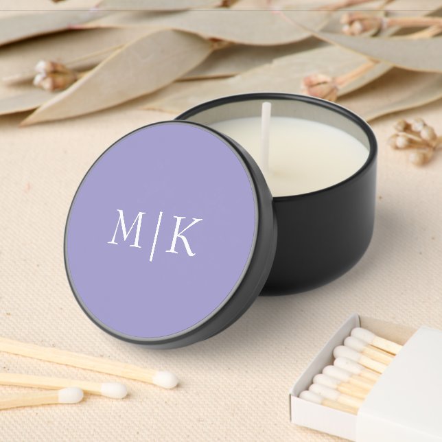 Purple and White | Modern Monogram Mini Candle Favors (Insitu)