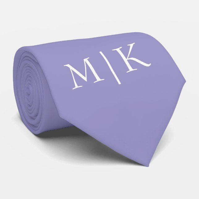 Purple and White | Modern Monogram Neck Tie (Rolled)