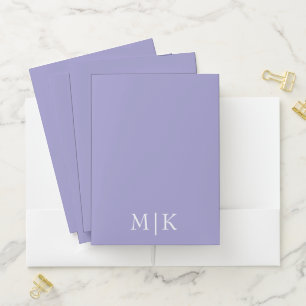 Purple and White Modern Monogram Pocket Folder