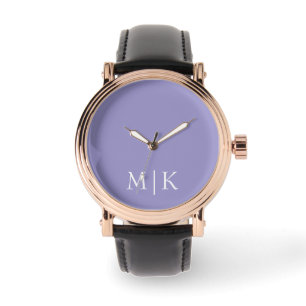 Purple and White Modern Monogram Watch