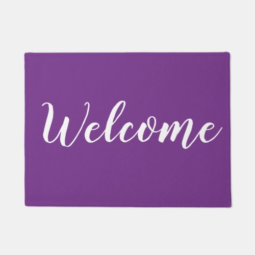 Purple And White Modern  Outdoor Welcome   Doormat