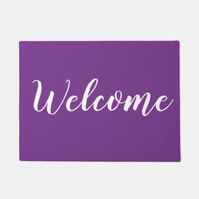 Purple And White Modern  Outdoor Welcome   Doormat (Front)