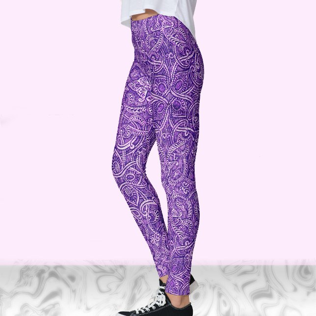 Purple and white modern stylish trendy pattern leggings (Creator Uploaded)