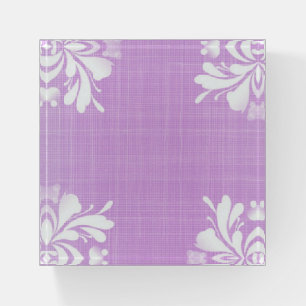 Purple and White Monogrammed   Paperweight