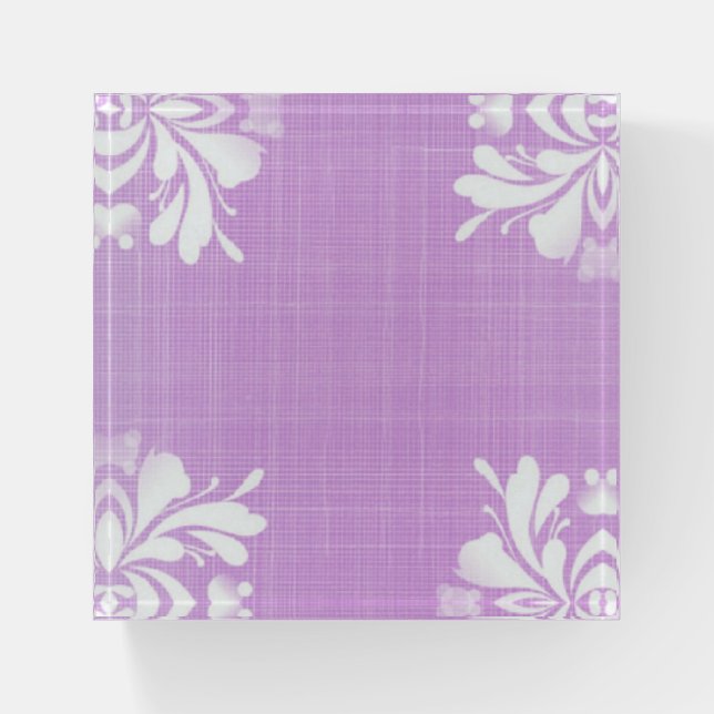 Purple and White Monogrammed   Paperweight (Front)