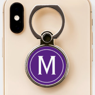 Purple and White Monogrammed Phone Ring Stand