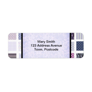 Purple and white mosaic label