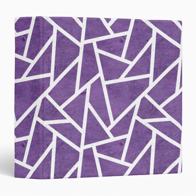 Purple and white mosaic pattern 3 ring binder (Front/Spine)