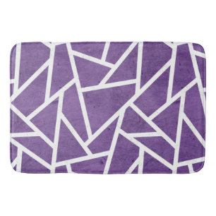 Purple and white mosaic pattern bath mat