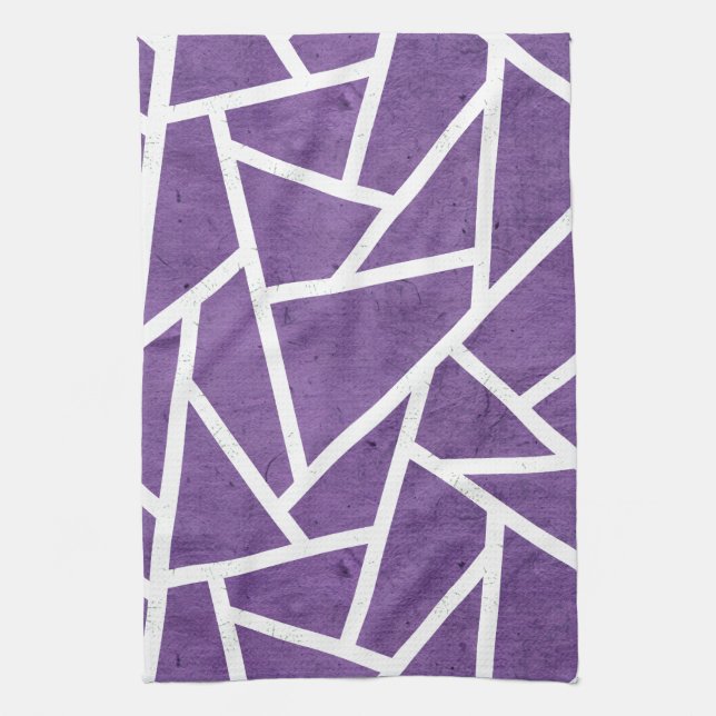 Purple and white mosaic pattern kitchen towel (Vertical)