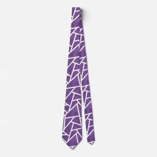 Purple and white mosaic pattern neck tie (Front)