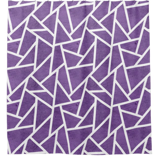 Purple and white mosaic pattern shower curtain (Front)