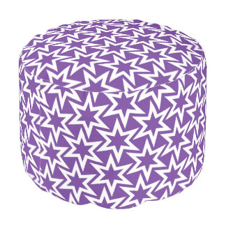 Purple And White Motif | Geometric Star Pattern Pouf