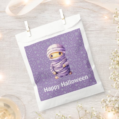 Purple and White Mummy Purple Happy Halloween Favor Bag