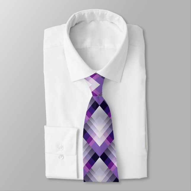 Purple and white neck tie (Tied)