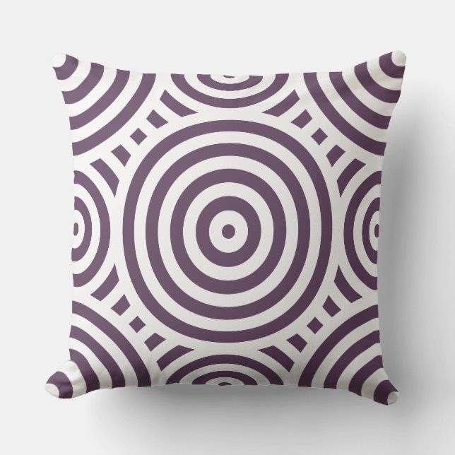 Purple And White Nested Circular Pattern Throw Pillow (Front)