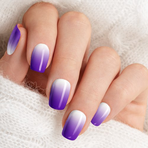 Purple And White Ombre Gradient Cute Minx Nail Art