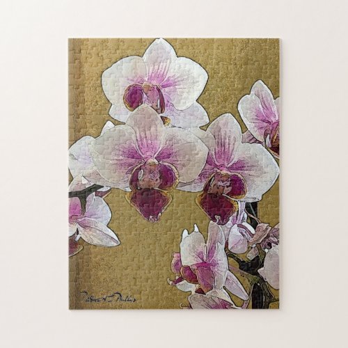 Purple and White Orchid Dry Brush Jigsaw Puzzle