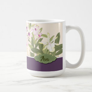 Purple and White Orchid Personalized Mug